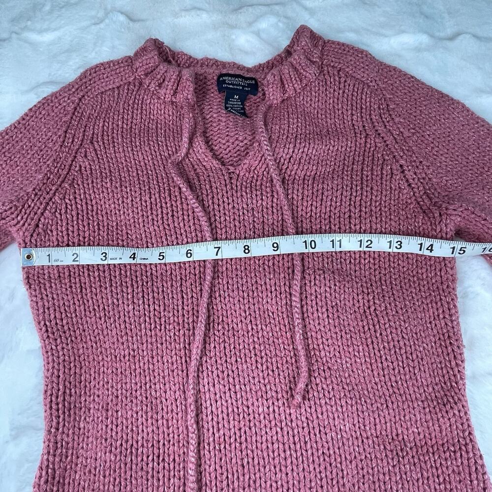 🔥Vintage Y2K 2000s Chunky Knit American Eagle Outfitters Pink Pullover Sweater - Picture 9 of 14